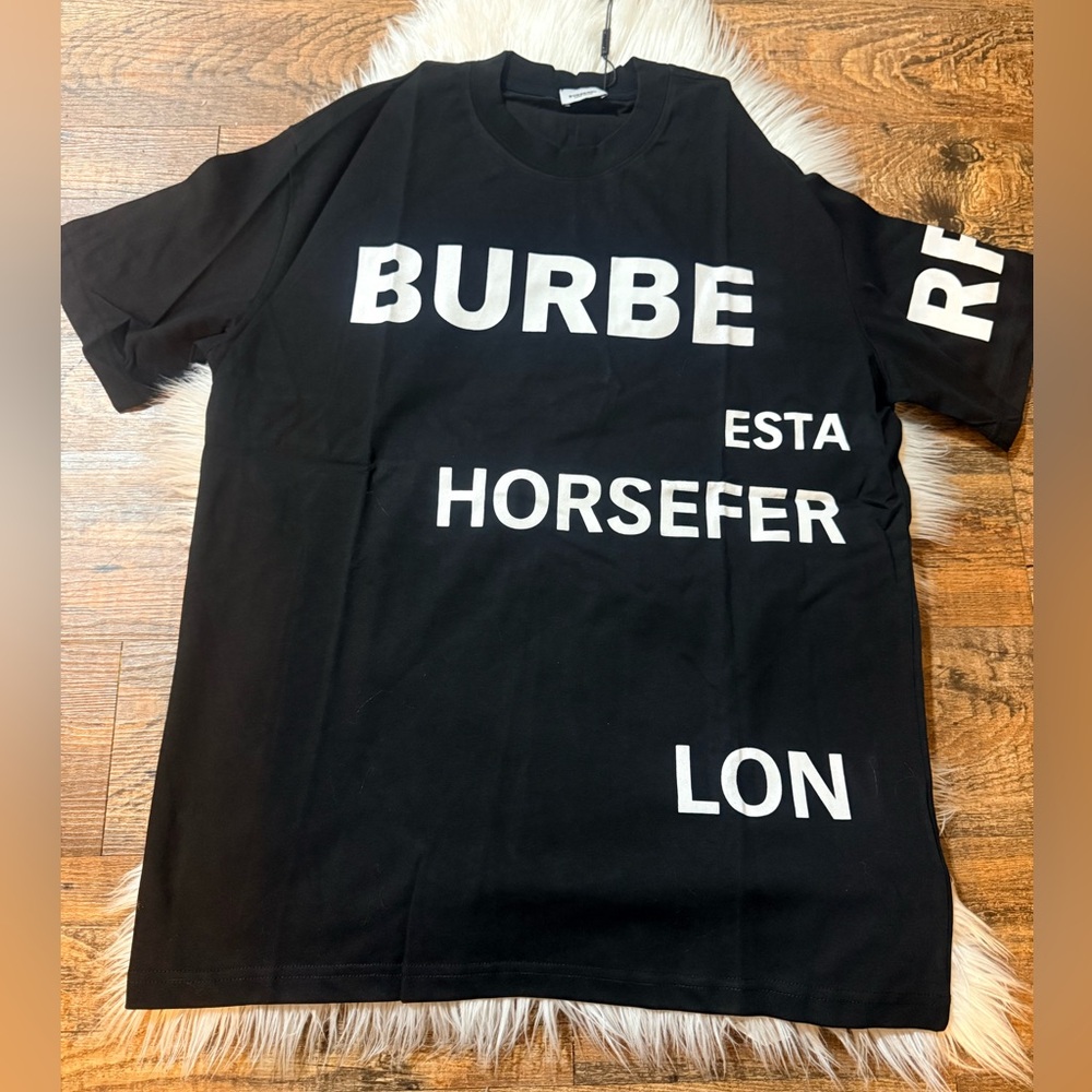 Burberry horseferry mens Black cotton T-Shirt Large